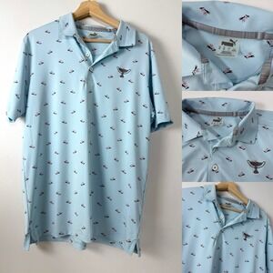 Mens Puma Light‎ Blue PGA TOUR Championship Paradise Polo Embroidery Patch Shirt